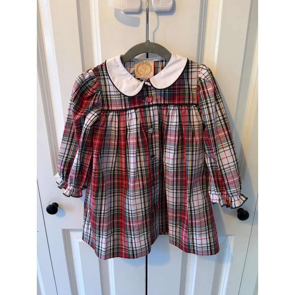 The Beaufort Bonnet Company Red Tartan Peter Pan Collar Dress 2T